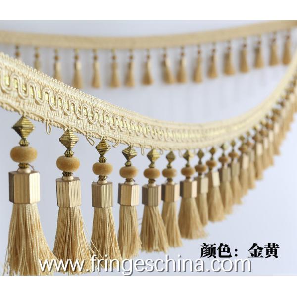 Handmade fashionable chain beads lace tassels fringes for curtain/sofa/pillow/stage decoration