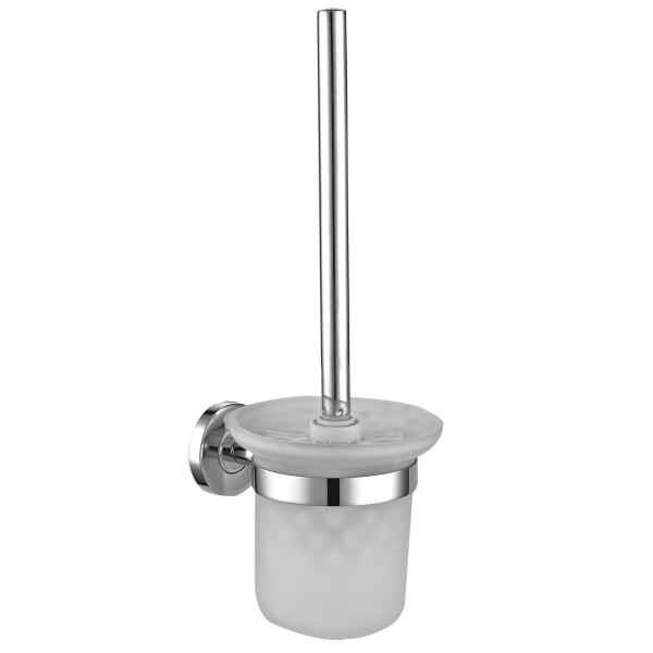 Buy Bathroom Toilet Brush Holders Polished Finish Circular Wall Mounted Glass at wholesale prices
