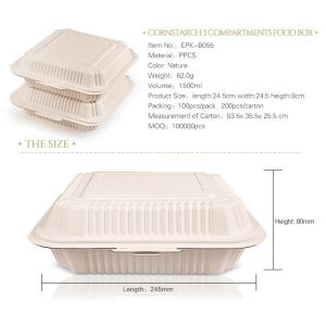 corn starch clamshell box,Corn Starch Food Container, Disposable Lunch Box