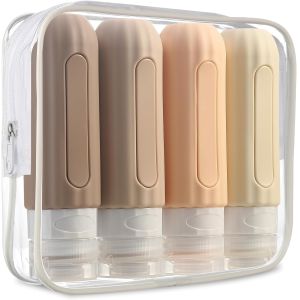 Compact Silicone Travel Toiletry Bottles Squeezable Bpa Free 3Oz