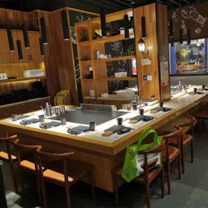 7 Seats Induction Heating Electric Teppanyaki Table Grill Stainless Steel and