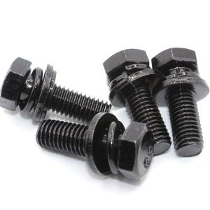 Combination Screw Hex Head Bolt with Single Coil Spring Lock Washer and Plain