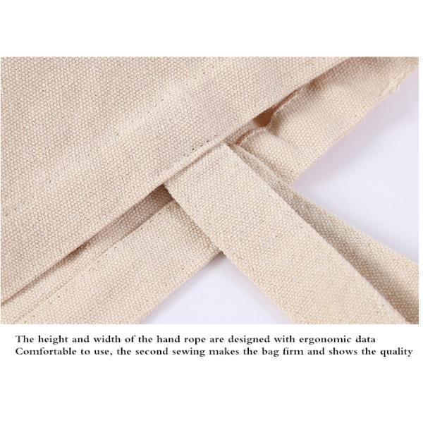 Canvas Fabric Organic Tote Cotton Grocery Bag Women Shopping 30cm