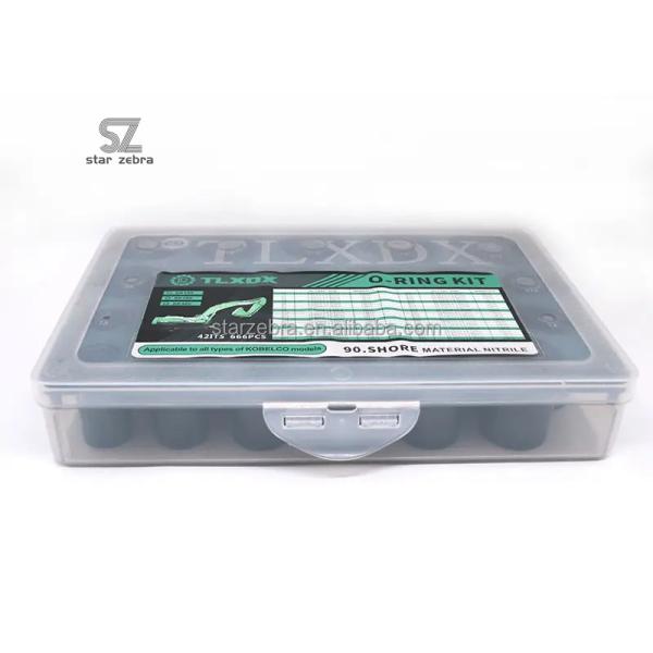 42ITS 90.SHORE Material Nitrile O-ring Kit 666PCS for KOBELCO Models at Machinery Repair Shops