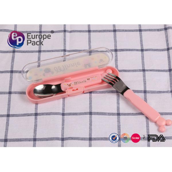 Customized Cartoon Printing Children Cutlery Sets With Spoon / Fork / Box
