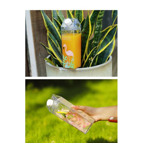 1000ML Reusable Custom Logo Transparent Clear Milk Carton Shaped Plastic Water Bottle