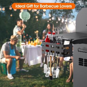 Clamp Mount 28"/36" Upgraded Grill Griddle Caddy with Paper Towel Holder Knife