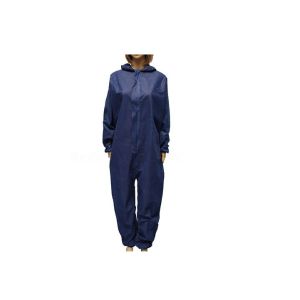Dark Blue Disposable Isolation Gown , Disposable Protective Coverall With Hood
