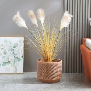 Frost Resistant Patio Fiber Clay Planters Round Shape