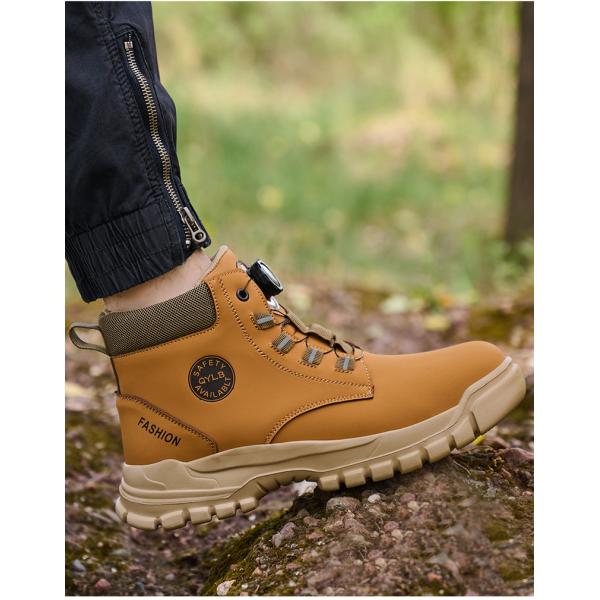 Wheat Security Work Boots Microfiber Leather Safety Boots With Stab-smash Steel Toe Kevlar Midsole And EVA Sole