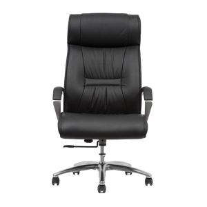 Quality High Back Office Leather Revolving Chair with aluminum handrail for sale