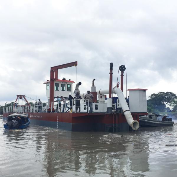 Dredger in operation at worksite