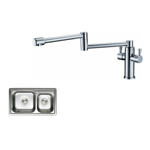 Water Saving Ceramic Kitchen foldable Faucet with Rotated Water Pipe