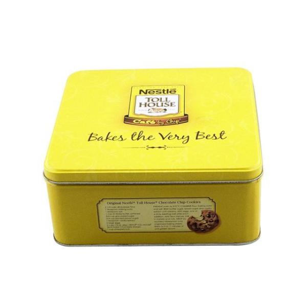 Nestle Cookie Tin Metal Boxes With Lids , Yellow Spot Color Small Candy Tins