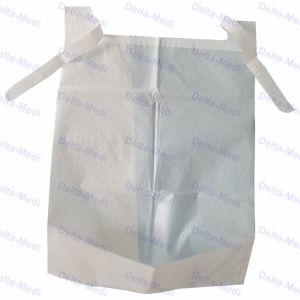Blue White Disposable Patient Dental Bib With Tie Pocket