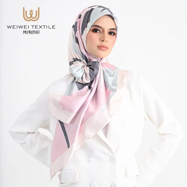 New Designed Printed Floral Women's Tudung musulman islamic Available Malaysia Spring Satin Silk Hijab Scarf