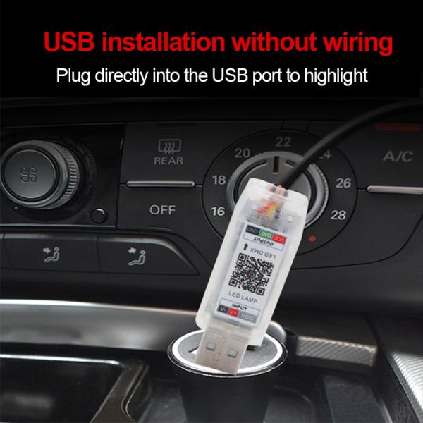 DC5V-12V RGB LED Car Interior Decoration Atmosphere Light Acrylic APP Control Hidden Style