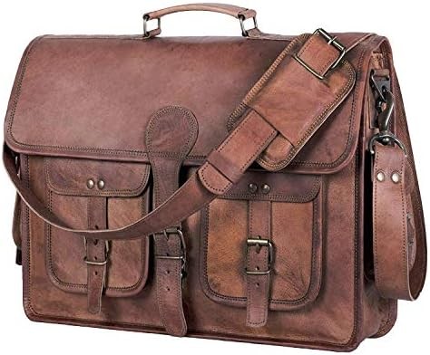 Buy 18 INCH LEATHER BRIEFCASE LAPTOP MESSENGER BAG BEST COMPUTER SATCHEL HANDMADE BAGS FOR MEN AND WOMEN at wholesale prices