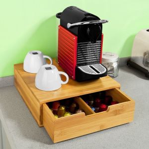 Bamboo Coffee Capsule Tea Holder Stand Box