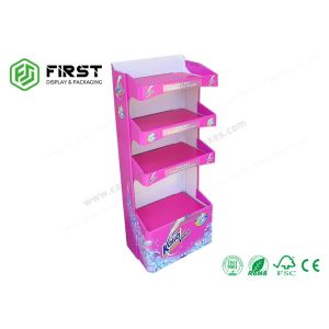 Floor Standing Foldable Color Printing Cardboard Floor Display Shelf Customized