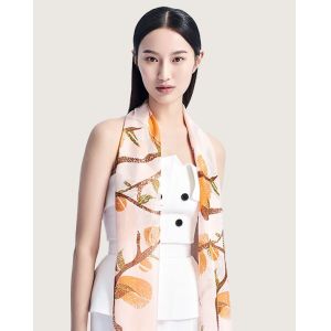 Women fashion large square twill printed silk neck scarves