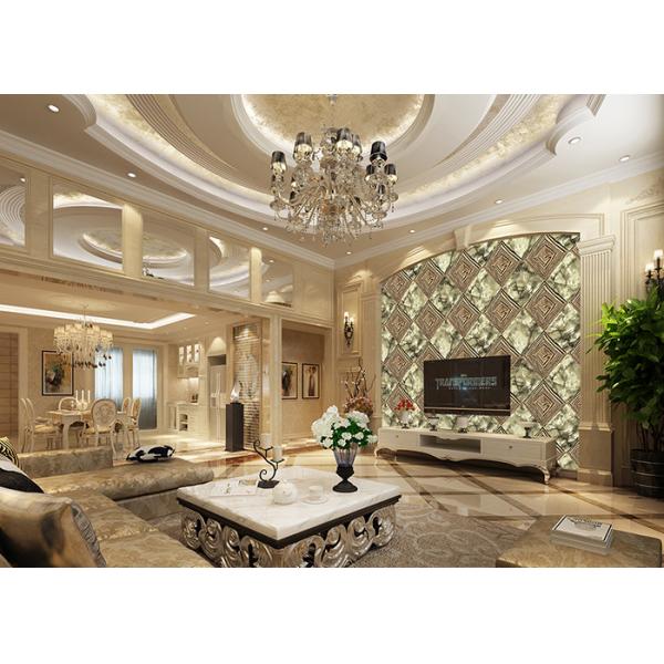 Buy Luxurious Background Removable Reusable Wallpaper Diamond Marble And Wooden Pattern at wholesale prices