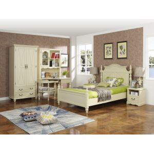 Rubber Wood made Kids/Children/Single white bedroom 1.2/1.4M small bed Space