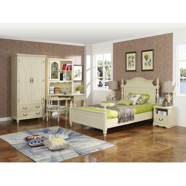 Rubber Wood made Kids/Children/Single white bedroom 1.2/1.4M small bed Space