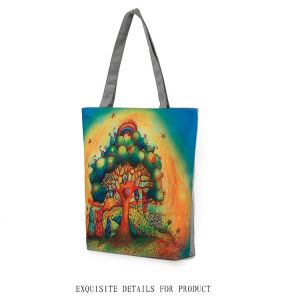 Owl Tree dolls printing women handbag canvas shoulder bag lady