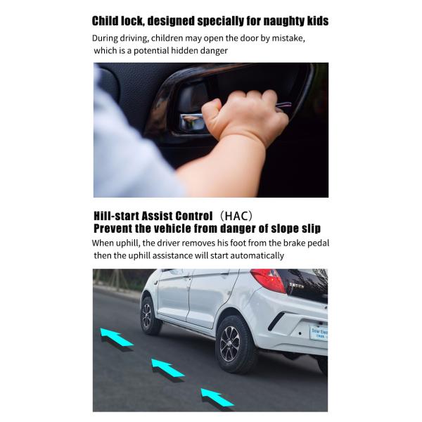 2024 Electriccar Max Range 400km Autos Electric 4 Wheel Solar Panel Car LHD Front Logo Rear Driver Position