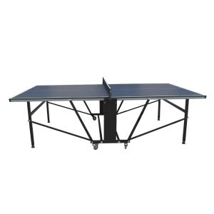 China Double Foldable Indoor Table Tennis Table Standard Size With Wheels Blue Top on sale