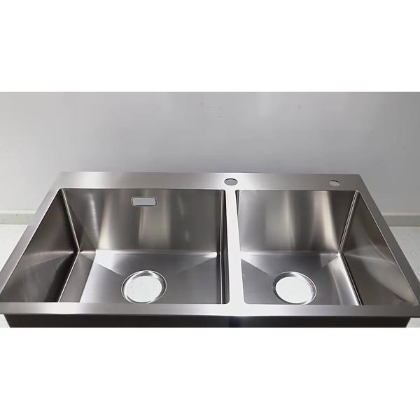 Two Bowl Drop In topmount stainless steel kitchen sink Contemporary