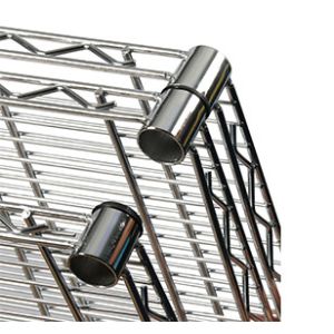 Movable Industrial Wire Shelving With Plastic Storage Bins For Garages