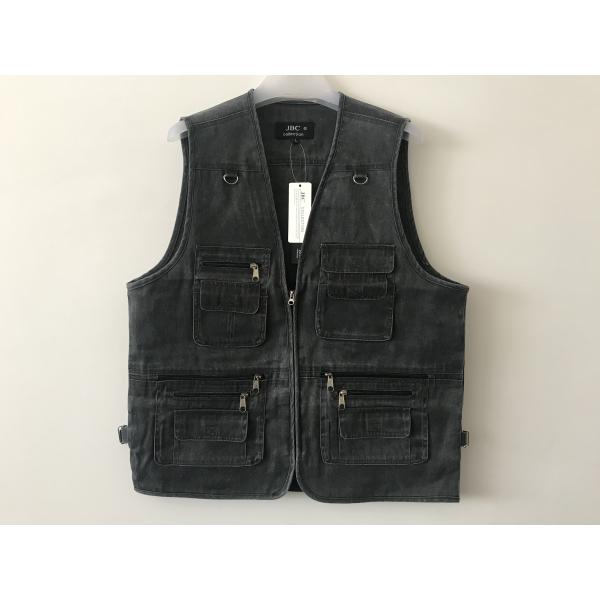 Mens classic vest,mens waist coat, vest in 100% polyester washed fabric, washed charcoal/dark grey colour, S-3XL