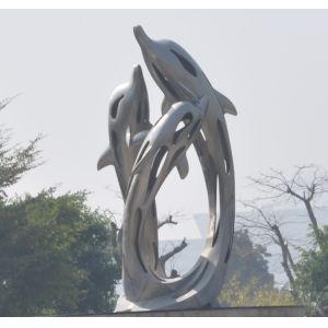 Large Abstract Mirror Stainless Steel Garden Sculpture Sandblasting Customized