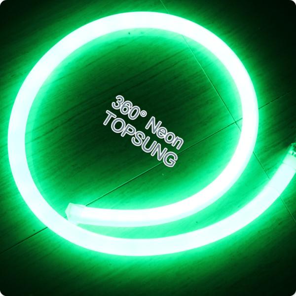 12V IP67 round led neon flex 16mm mini 360 degree green rope light soft tube