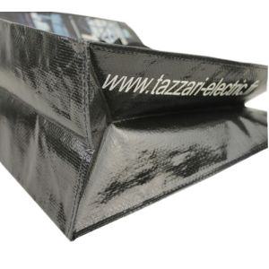 Reusable PP Woven Bags , Fabric Packaging Bags Yellow Black Polypropylene