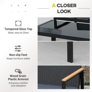 Balcony Lounge Outdoor Iron Metal Patio Furniture Set Mixed with Waterproof PE