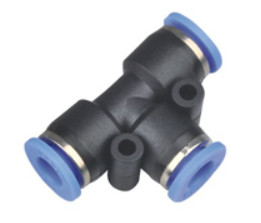 PTG Three Way Die - down Thread Tee Plastic Self - Lock Pneuamtic Fitting