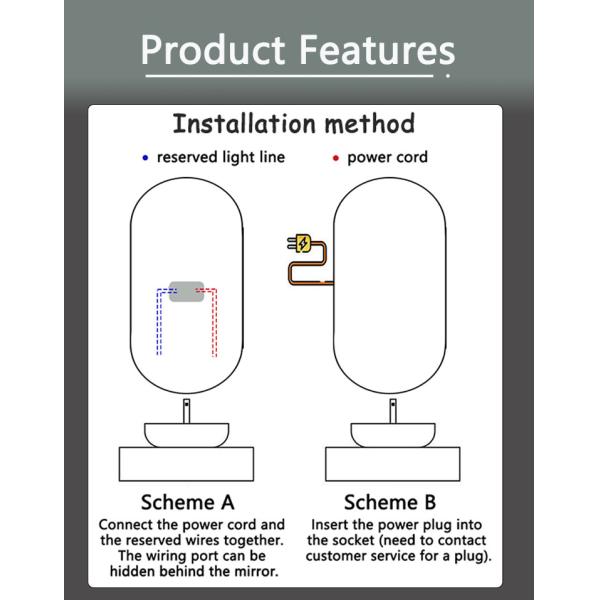 Smart LED Bathroom Vanity Mirror with Oval Bath Toilet and Luminous Lights in Silver