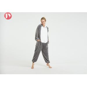 Wholesale Soft Flannel Plush Grey husky kigurumi Adult Onesie Pajamas