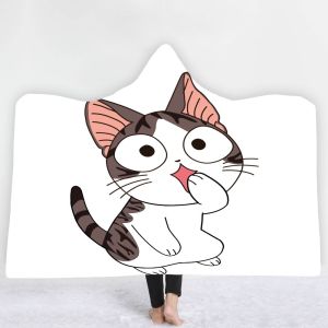 Cartoon cat series children's adult hooded blanket velvet fabric rectangular