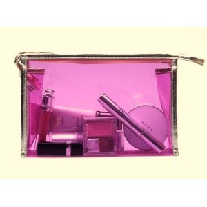 China Customized Transparent Waterproof Zipper Plastic Travel PVC Cosmetic Bag on sale