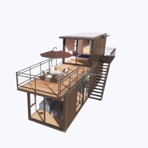 China Supermarket Shipping Ready Made Prefab Projects Container Coffee Shop with Log Design on sale