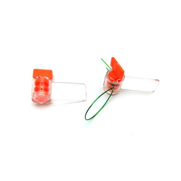 Plastic meter seal close-up view