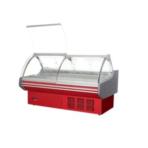 Front Flip Door Meat Display Chiller Refrigerated Hot Deli Showcase 232L