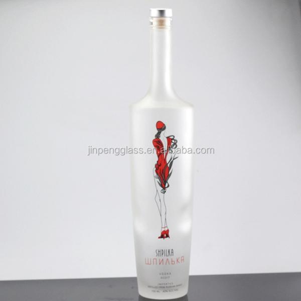 750ml Industrial Frosted Glass Vodka Bottle for Maunfacture and Trading