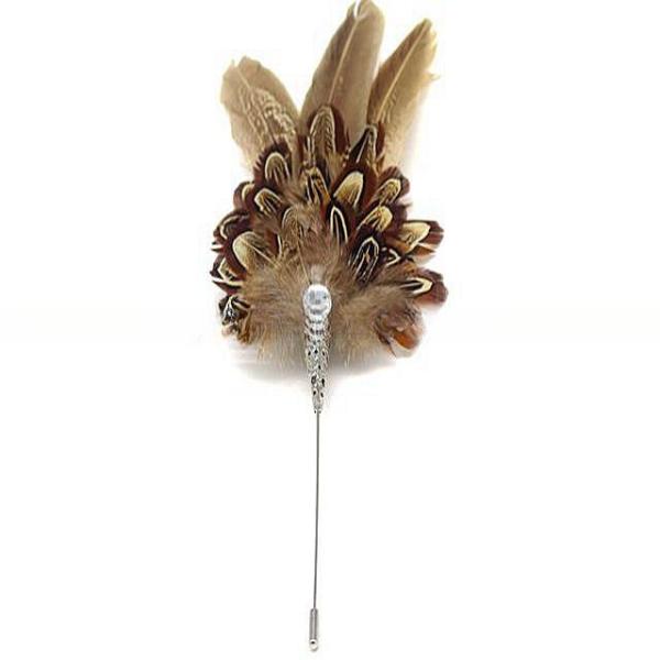 Year Occasion Pheasant Feather Brooch With Hat Pin 5x15Cm Size Option