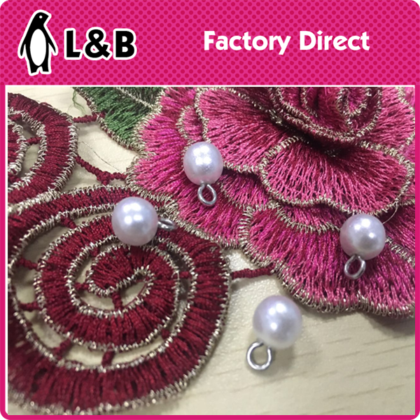 without hole round pearl ABS pearl button with nail for garment accessories