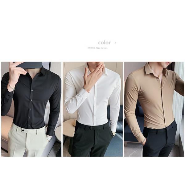 Autumn DRESS SHIRTS Business Casual Custom Long Sleeve Solid Cotton Slim Fit Men Shirt
